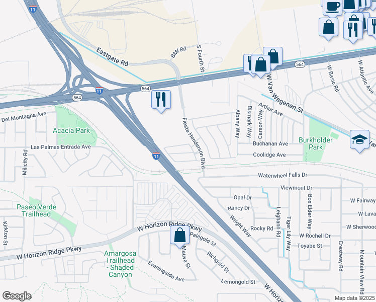 map of restaurants, bars, coffee shops, grocery stores, and more near 708 Florence Isle Avenue in Henderson