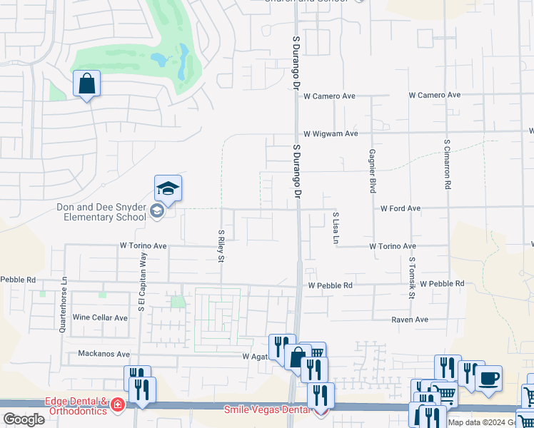map of restaurants, bars, coffee shops, grocery stores, and more near 8678 Glen Echo Avenue in Las Vegas