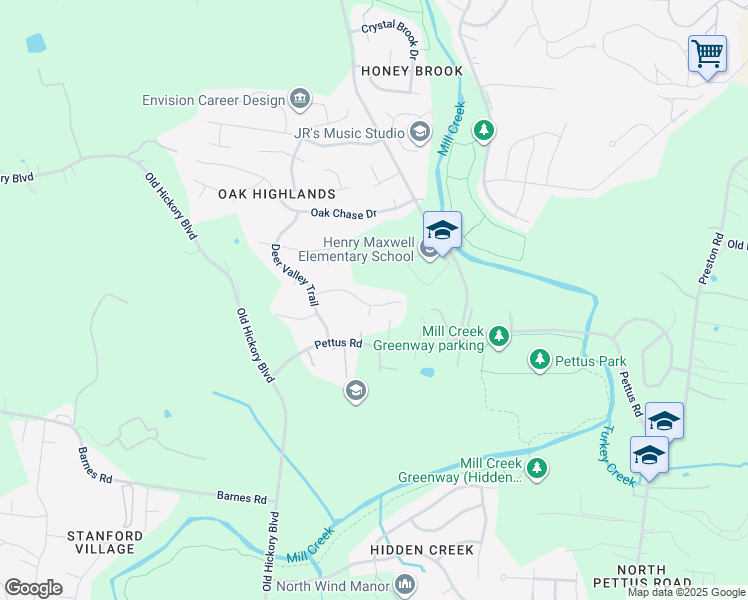 map of restaurants, bars, coffee shops, grocery stores, and more near 3053 Bluffhollow Gap in Nashville