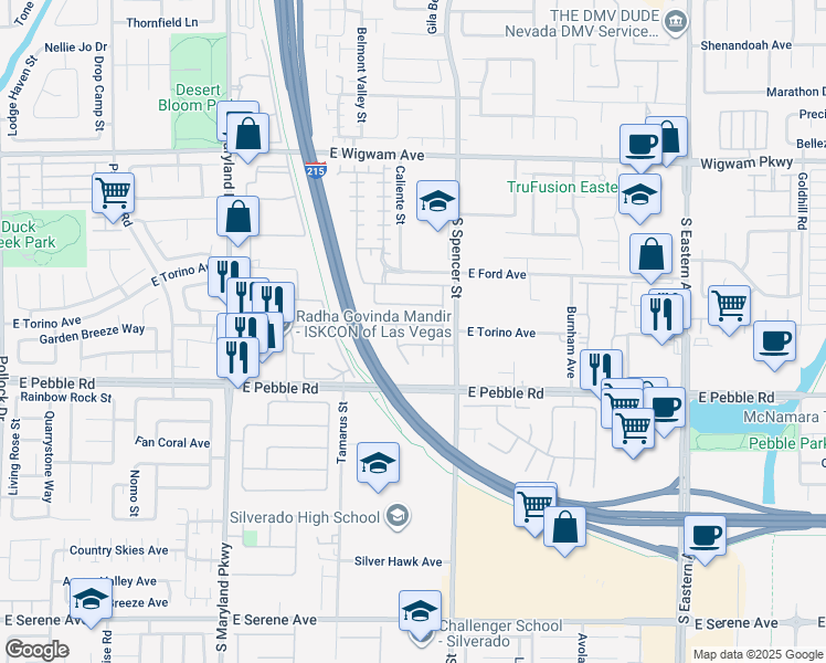 map of restaurants, bars, coffee shops, grocery stores, and more near 1695 Little Crow Avenue in Las Vegas