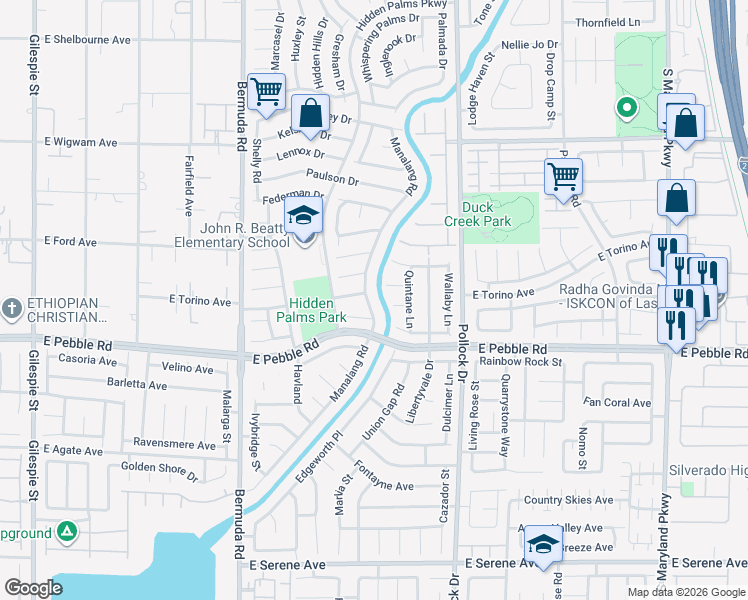 map of restaurants, bars, coffee shops, grocery stores, and more near 8808 Manalang Road in Las Vegas