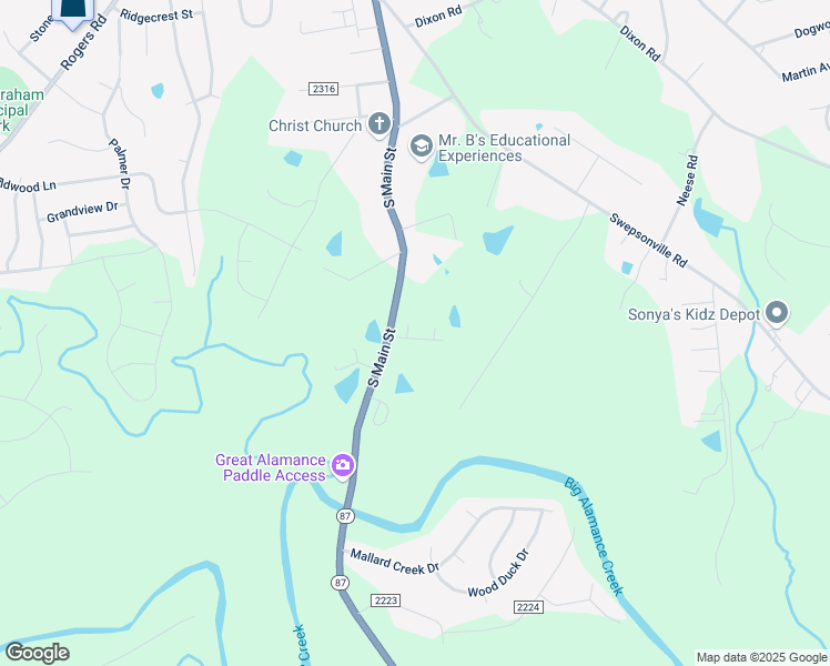 map of restaurants, bars, coffee shops, grocery stores, and more near 101 Knight Court in Graham