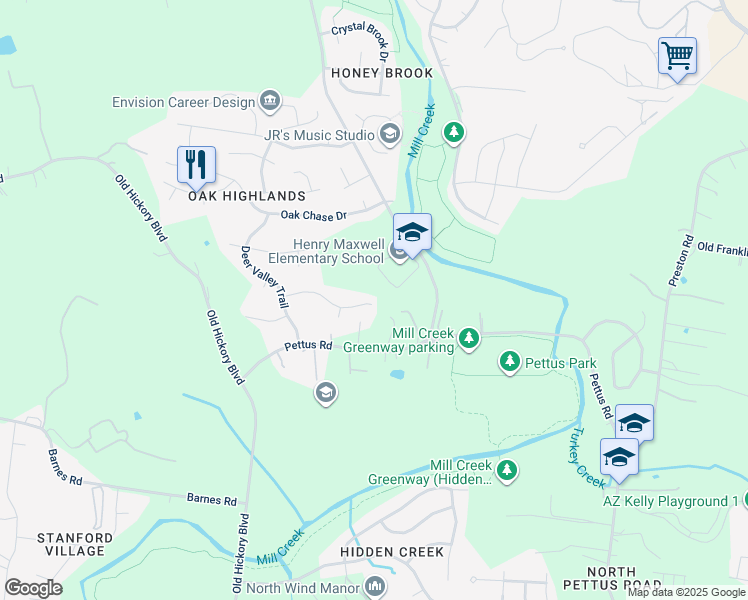 map of restaurants, bars, coffee shops, grocery stores, and more near 3081 Bluffhollow Gap in Nashville