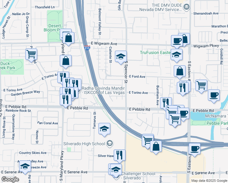 map of restaurants, bars, coffee shops, grocery stores, and more near 1695 Little Crow Avenue in Las Vegas