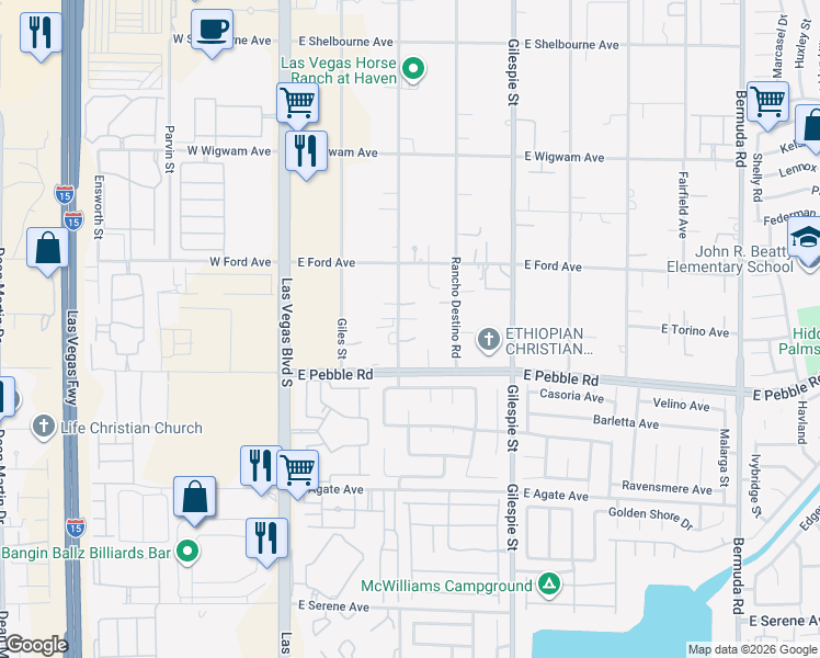 map of restaurants, bars, coffee shops, grocery stores, and more near 8812 Haven Street in Las Vegas