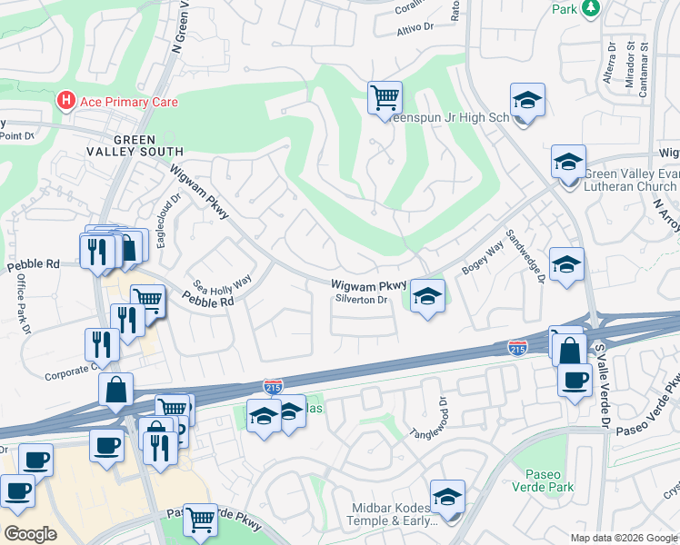 map of restaurants, bars, coffee shops, grocery stores, and more near 1925 Grey Eagle Street in Henderson