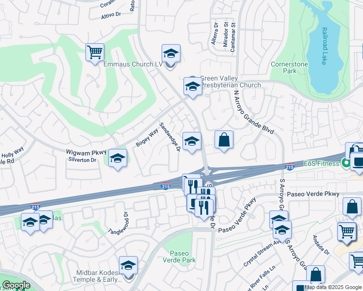 map of restaurants, bars, coffee shops, grocery stores, and more near 24 Sandwedge Dr in Henderson