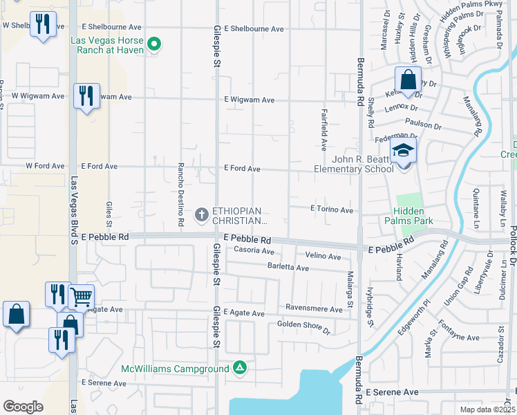map of restaurants, bars, coffee shops, grocery stores, and more near 2 East Pebble Road in Las Vegas