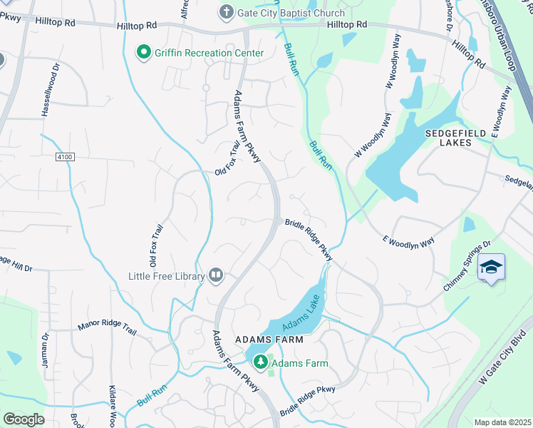 map of restaurants, bars, coffee shops, grocery stores, and more near 5502 Cobble Glen Court in Greensboro