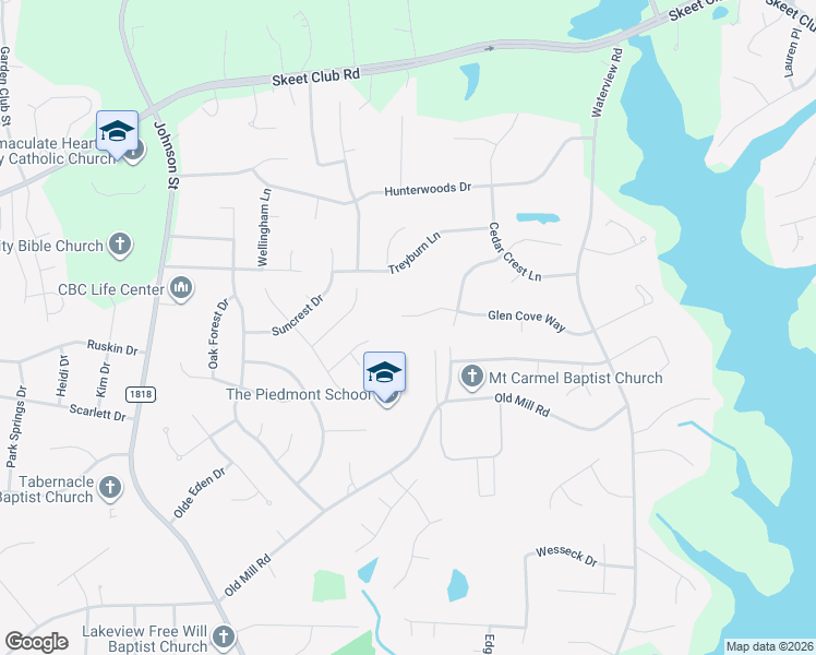 map of restaurants, bars, coffee shops, grocery stores, and more near 2166 Glen Cove Way in High Point