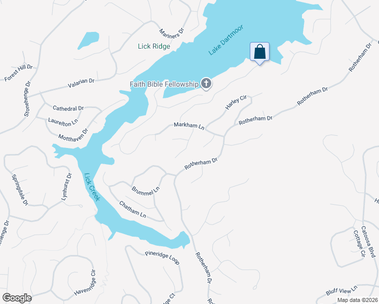 map of restaurants, bars, coffee shops, grocery stores, and more near 43 Bingham Lane in Crossville
