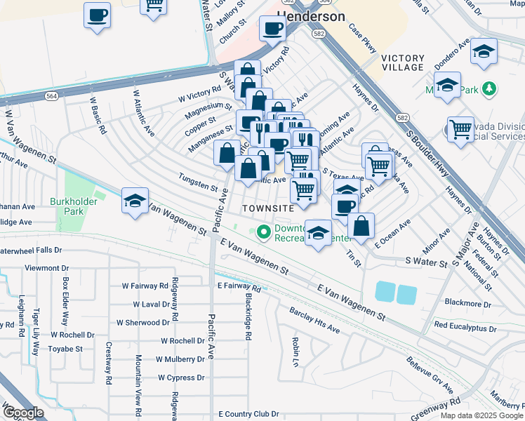 map of restaurants, bars, coffee shops, grocery stores, and more near 231 Nickel Street in Henderson