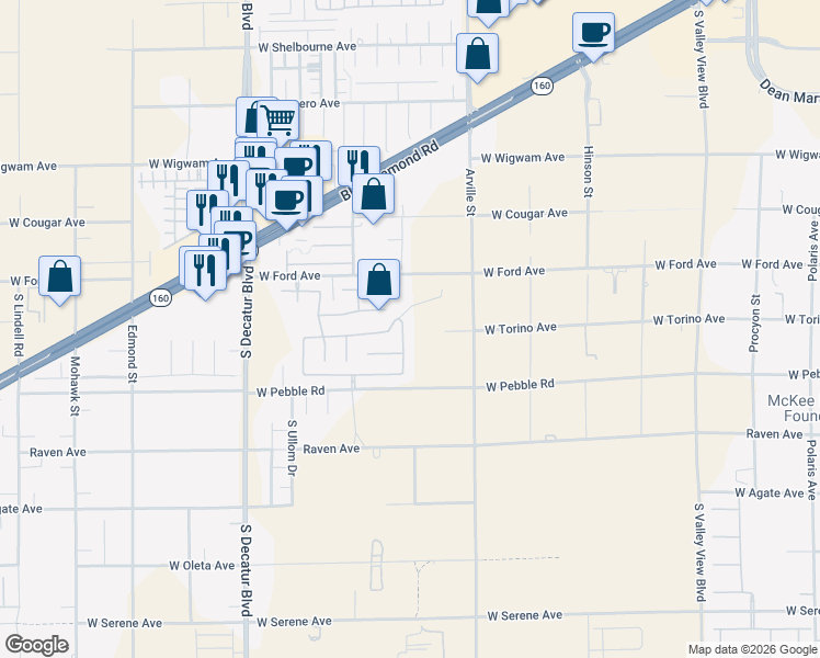 map of restaurants, bars, coffee shops, grocery stores, and more near 8784 Timber Mesa Street in Las Vegas