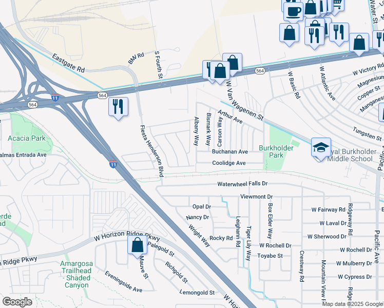 map of restaurants, bars, coffee shops, grocery stores, and more near 280 Quail Ranch Drive in Henderson