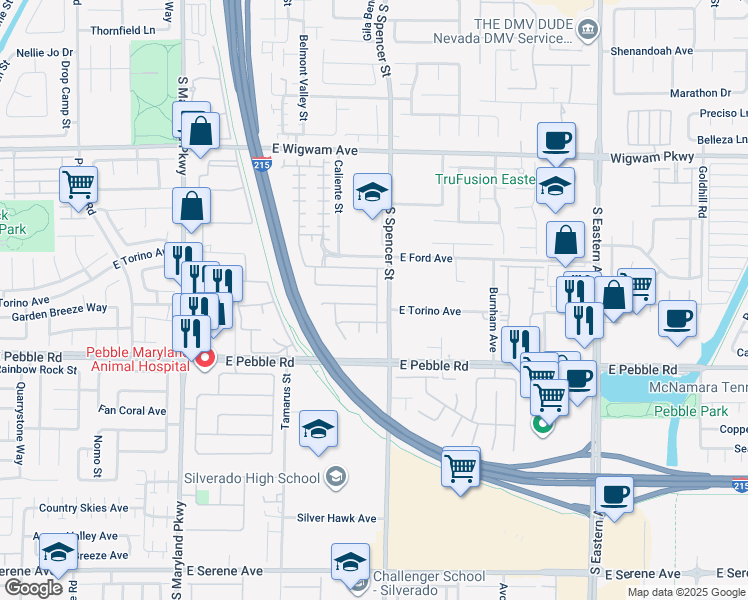 map of restaurants, bars, coffee shops, grocery stores, and more near 1766 Little Crow Avenue in Las Vegas