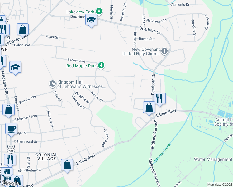 map of restaurants, bars, coffee shops, grocery stores, and more near 1008 Da Vinci Street in Durham