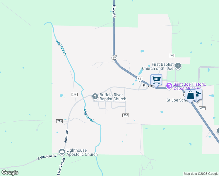 map of restaurants, bars, coffee shops, grocery stores, and more near State Highway 374 in Saint Joe