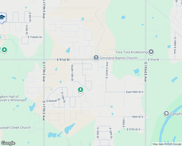 map of restaurants, bars, coffee shops, grocery stores, and more near 1628 East Boston Court in Broken Arrow