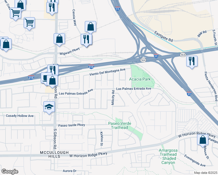 map of restaurants, bars, coffee shops, grocery stores, and more near 80 La Laguna Street in Henderson