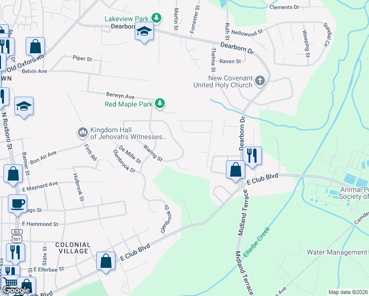 map of restaurants, bars, coffee shops, grocery stores, and more near 1008 Da Vinci Street in Durham