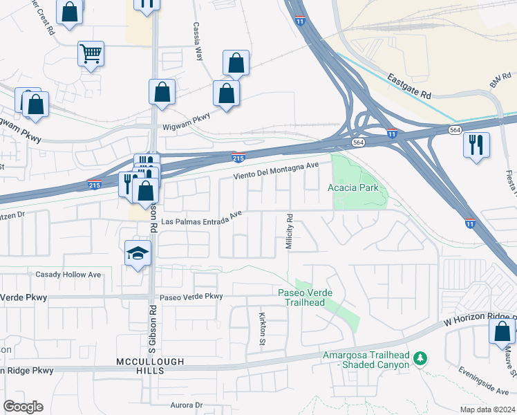 map of restaurants, bars, coffee shops, grocery stores, and more near 79 Mesa Rivera Street in Henderson