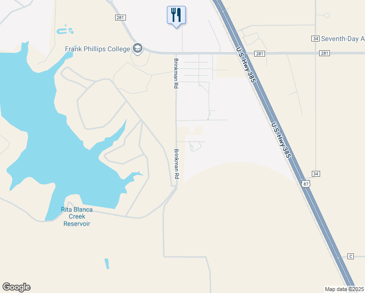 map of restaurants, bars, coffee shops, grocery stores, and more near 11910 County Road 33 in Dalhart