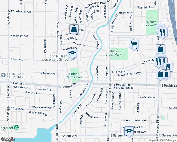 map of restaurants, bars, coffee shops, grocery stores, and more near 8808 Manalang Road in Las Vegas