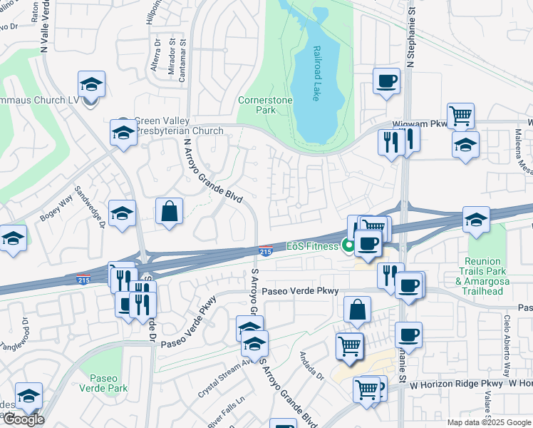 map of restaurants, bars, coffee shops, grocery stores, and more near 20 Palazzo Terrace in Henderson