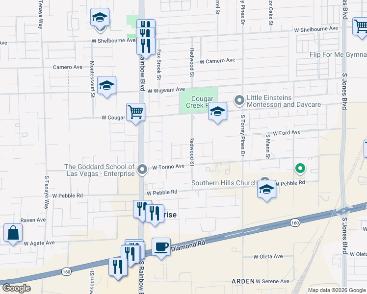 map of restaurants, bars, coffee shops, grocery stores, and more near 8726 Aziza Sun Street in Las Vegas
