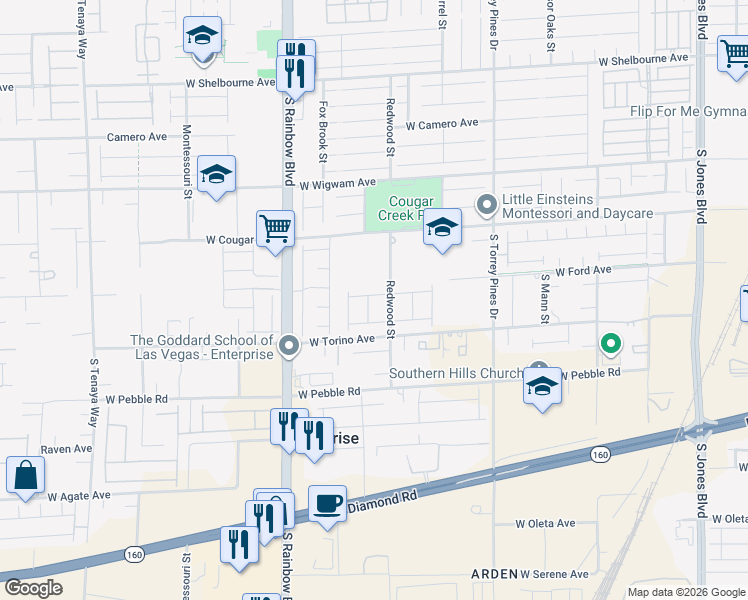 map of restaurants, bars, coffee shops, grocery stores, and more near 8726 Aziza Sun Street in Las Vegas