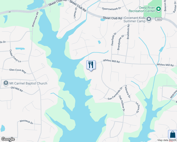 map of restaurants, bars, coffee shops, grocery stores, and more near 4007 Baywater Point in High Point