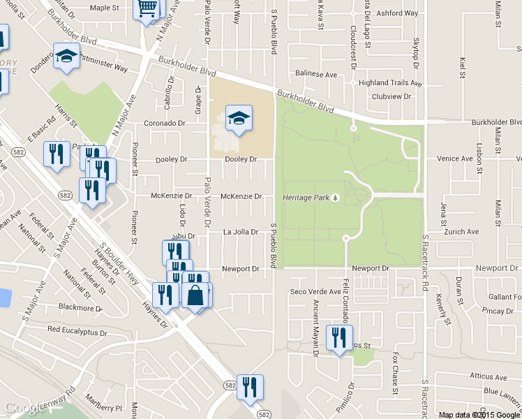 map of restaurants, bars, coffee shops, grocery stores, and more near 251 Queen Marie Court in Henderson