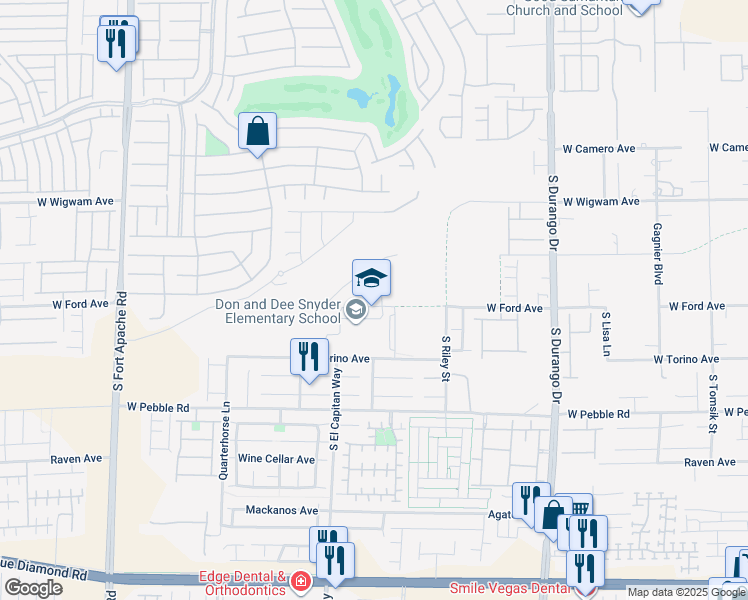 map of restaurants, bars, coffee shops, grocery stores, and more near 8930 West Ford Avenue in Las Vegas