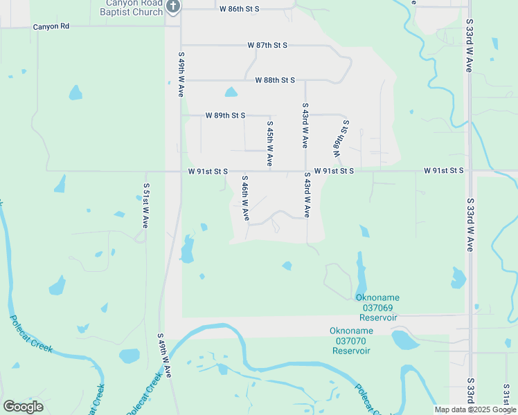map of restaurants, bars, coffee shops, grocery stores, and more near 4429 West 93rd Street South in Tulsa