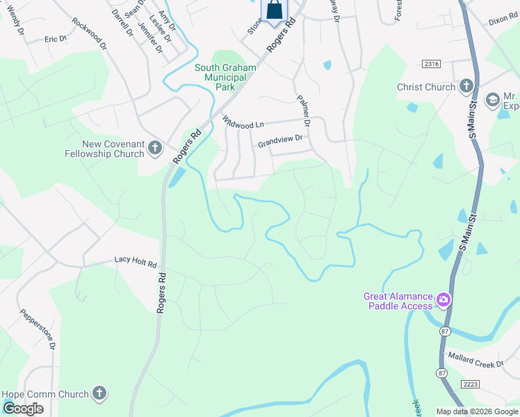 map of restaurants, bars, coffee shops, grocery stores, and more near 1753 Geyser Court in Graham