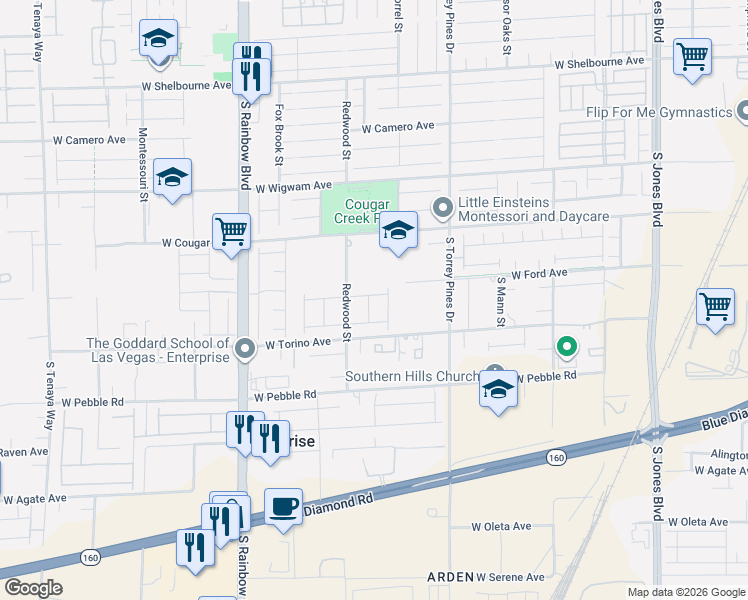 map of restaurants, bars, coffee shops, grocery stores, and more near 8724 Fortplaid Street in Las Vegas