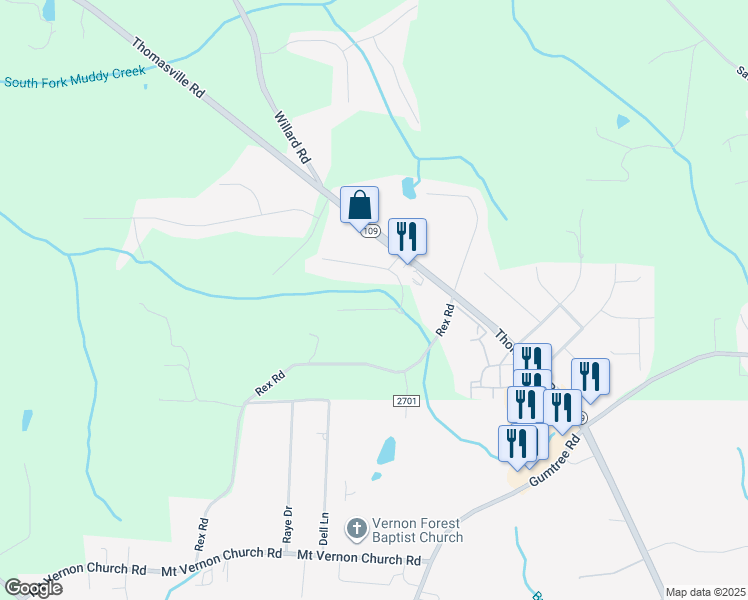 map of restaurants, bars, coffee shops, grocery stores, and more near 4365 Shauna Drive in Winston-Salem
