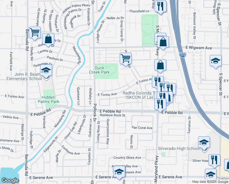 map of restaurants, bars, coffee shops, grocery stores, and more near 960 Garden Breeze Way in Las Vegas