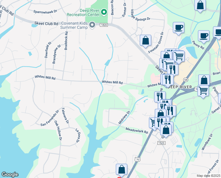 map of restaurants, bars, coffee shops, grocery stores, and more near 4405 Essex Court in High Point