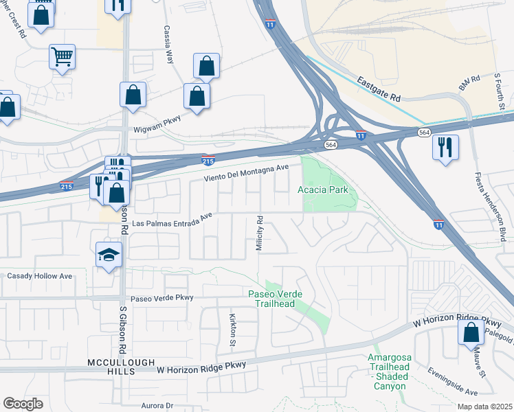 map of restaurants, bars, coffee shops, grocery stores, and more near 80 La Laguna Street in Henderson