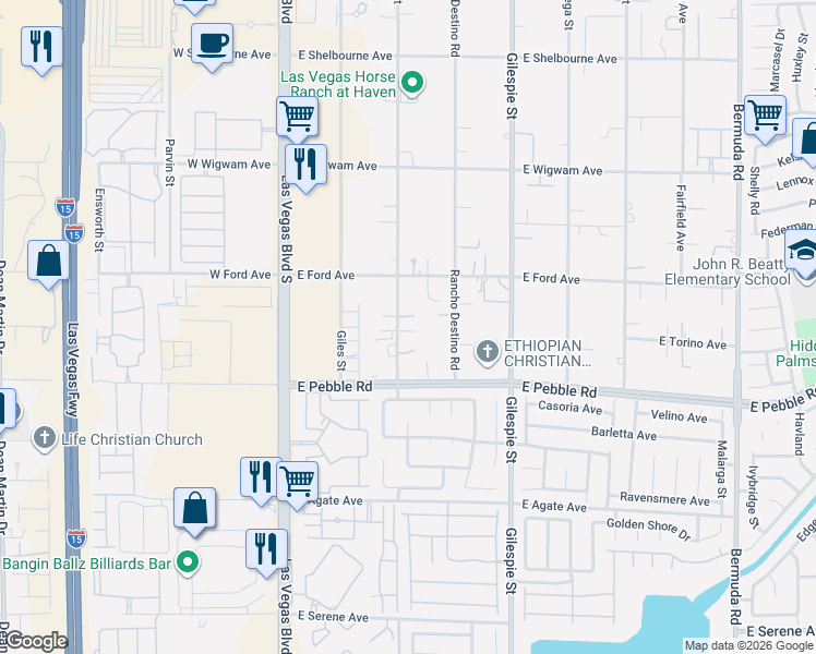 map of restaurants, bars, coffee shops, grocery stores, and more near 8812 Haven Street in Las Vegas