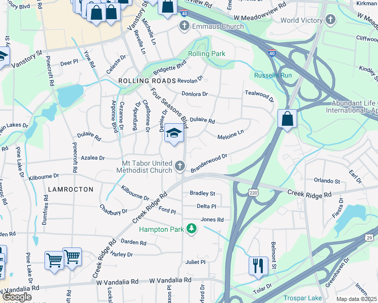 map of restaurants, bars, coffee shops, grocery stores, and more near in Greensboro