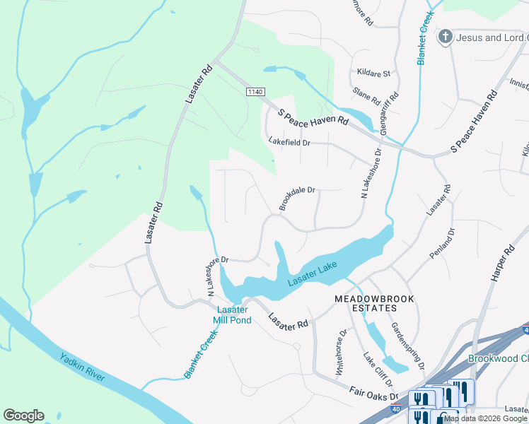 map of restaurants, bars, coffee shops, grocery stores, and more near 3635 North Lakeshore Drive in Clemmons