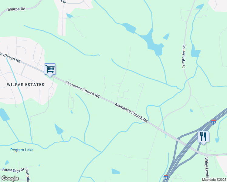 map of restaurants, bars, coffee shops, grocery stores, and more near 2503 Olivet Court in Greensboro