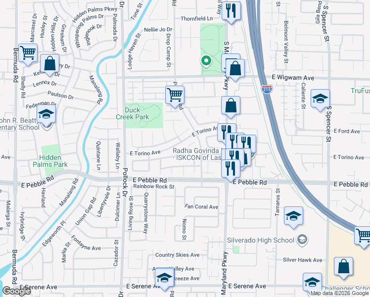 map of restaurants, bars, coffee shops, grocery stores, and more near 8777 Shady Peak Way in Las Vegas