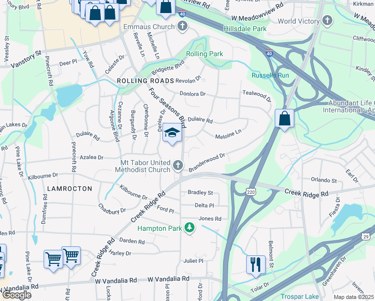 map of restaurants, bars, coffee shops, grocery stores, and more near in Greensboro