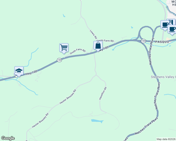 map of restaurants, bars, coffee shops, grocery stores, and more near 8745 Hester Beasley Road in Nashville