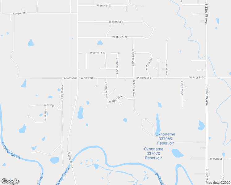map of restaurants, bars, coffee shops, grocery stores, and more near 4429 West 93rd Street South in Tulsa