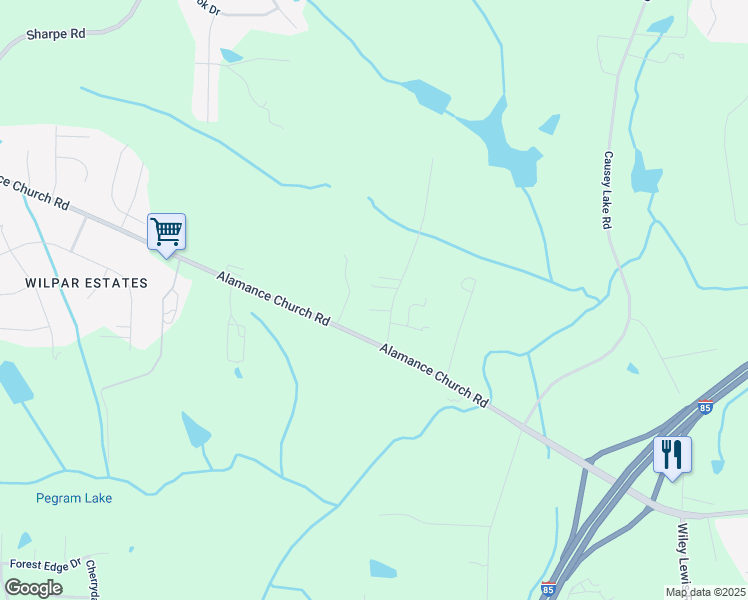 map of restaurants, bars, coffee shops, grocery stores, and more near 2503 Olivet Court in Greensboro