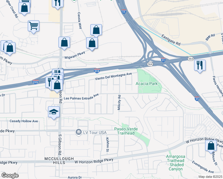 map of restaurants, bars, coffee shops, grocery stores, and more near 80 La Laguna Street in Henderson
